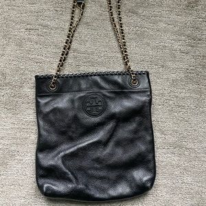 Tory Burch black leather bag with gold straps